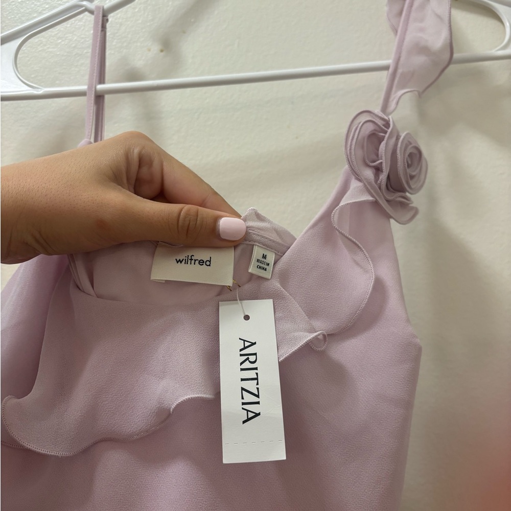 NWT Aritzia Wilfred Engage Pink Asymmetrical Slip Dress